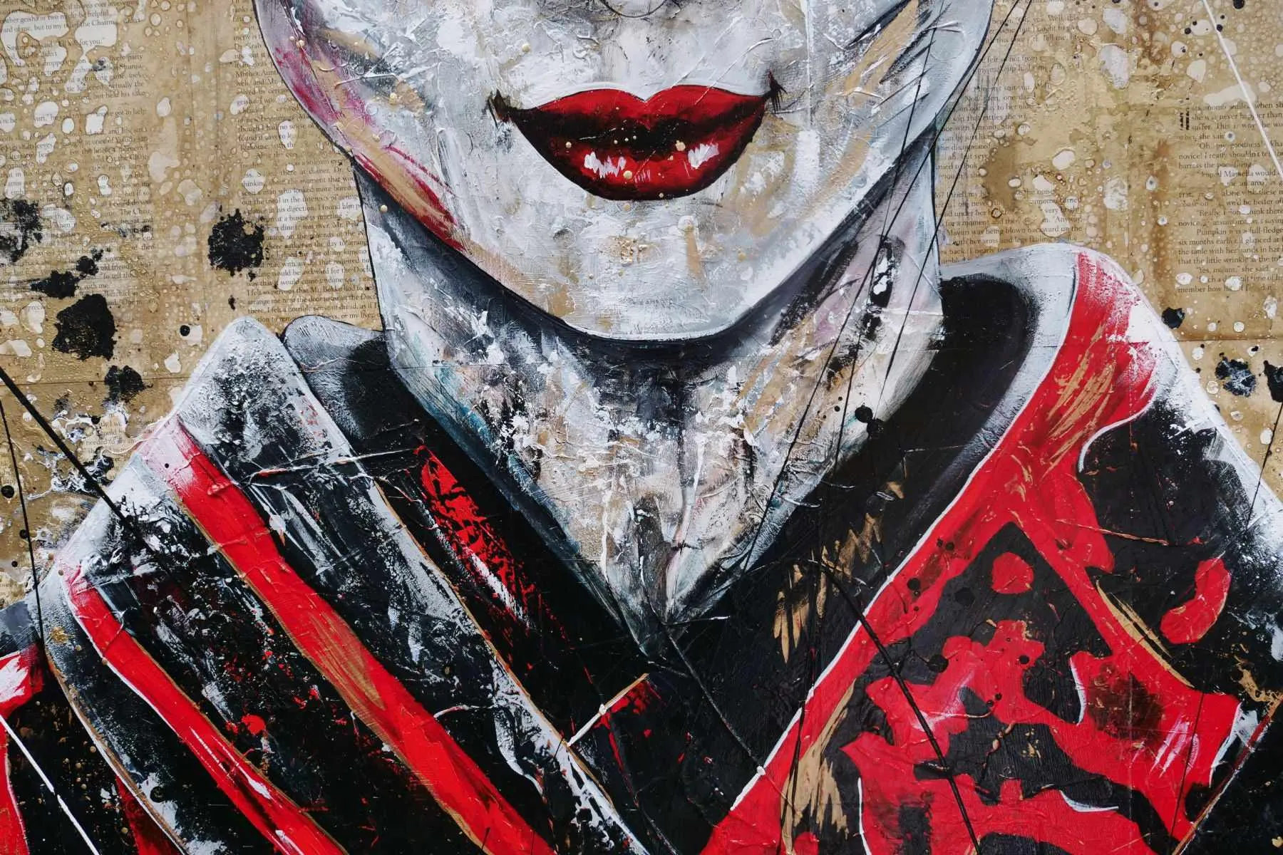 Cherry Pride 120cm x 120cm Geisha Abstract Realism Book Club Painting (SOLD)