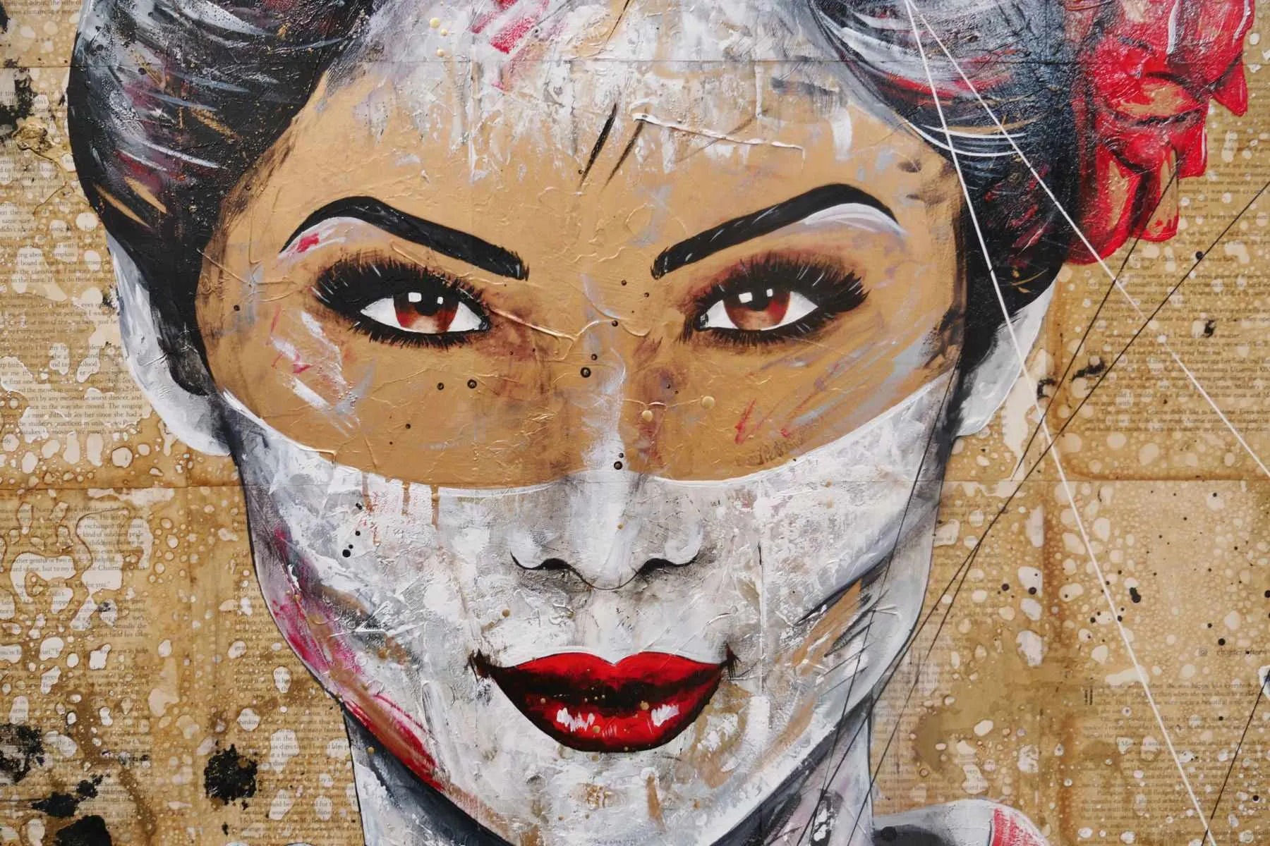 Cherry Pride 120cm x 120cm Geisha Abstract Realism Book Club Painting (SOLD)