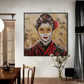 Cherry Pride 120cm x 120cm Geisha Abstract Realism Book Club Painting (SOLD)