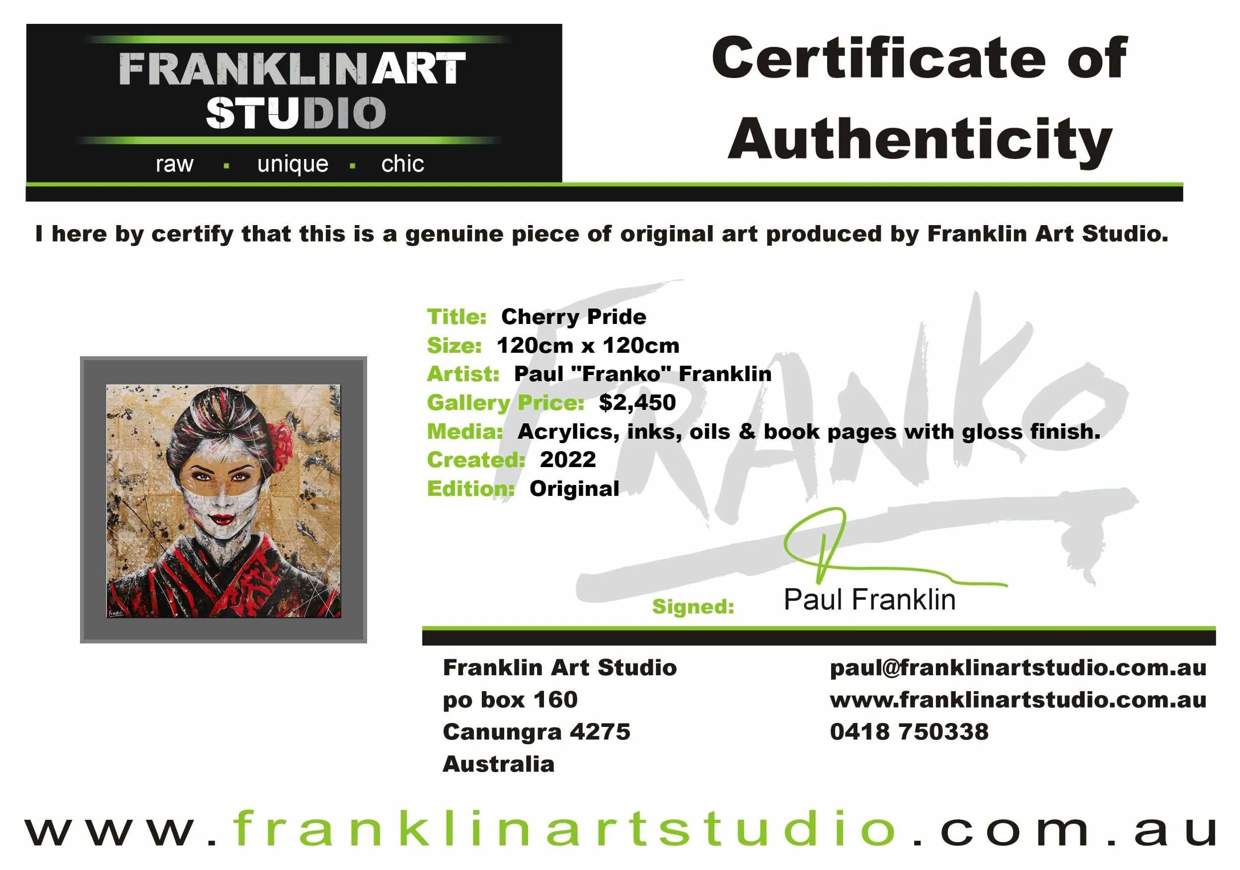 Cherry Pride 120cm x 120cm Geisha Abstract Realism Book Club Painting (SOLD)