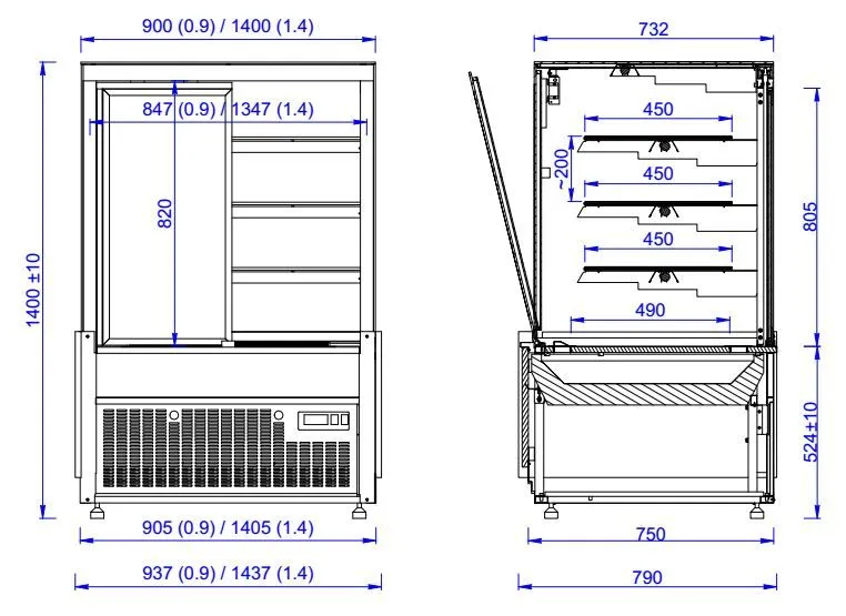 Combisteel Nero Deli Patisserie Flat Glass Display Fridge - 7486.0090