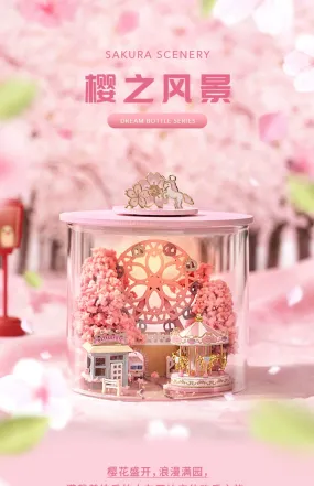 Craft Kits Dream Bottle Series | Sakura Scenery - DIY Handmade Mini World Miniature Gift Pink Romantic Gift