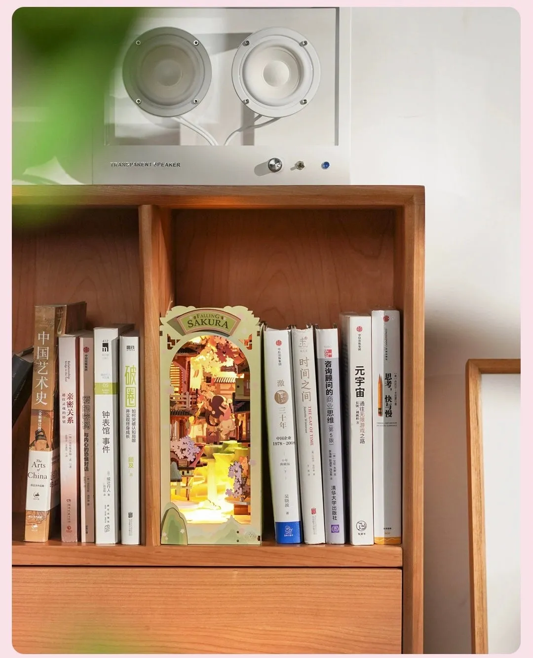 Craft Kits Wooden Booknook & Wonderland | Falling Sakura - DIY Handmade Mini World Miniature Gift with LED Light
