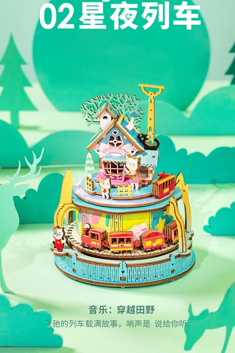 Craft Kits Wooden Music Box | Mystery Night Dreams - DIY Handmade Mini World Miniature Gift