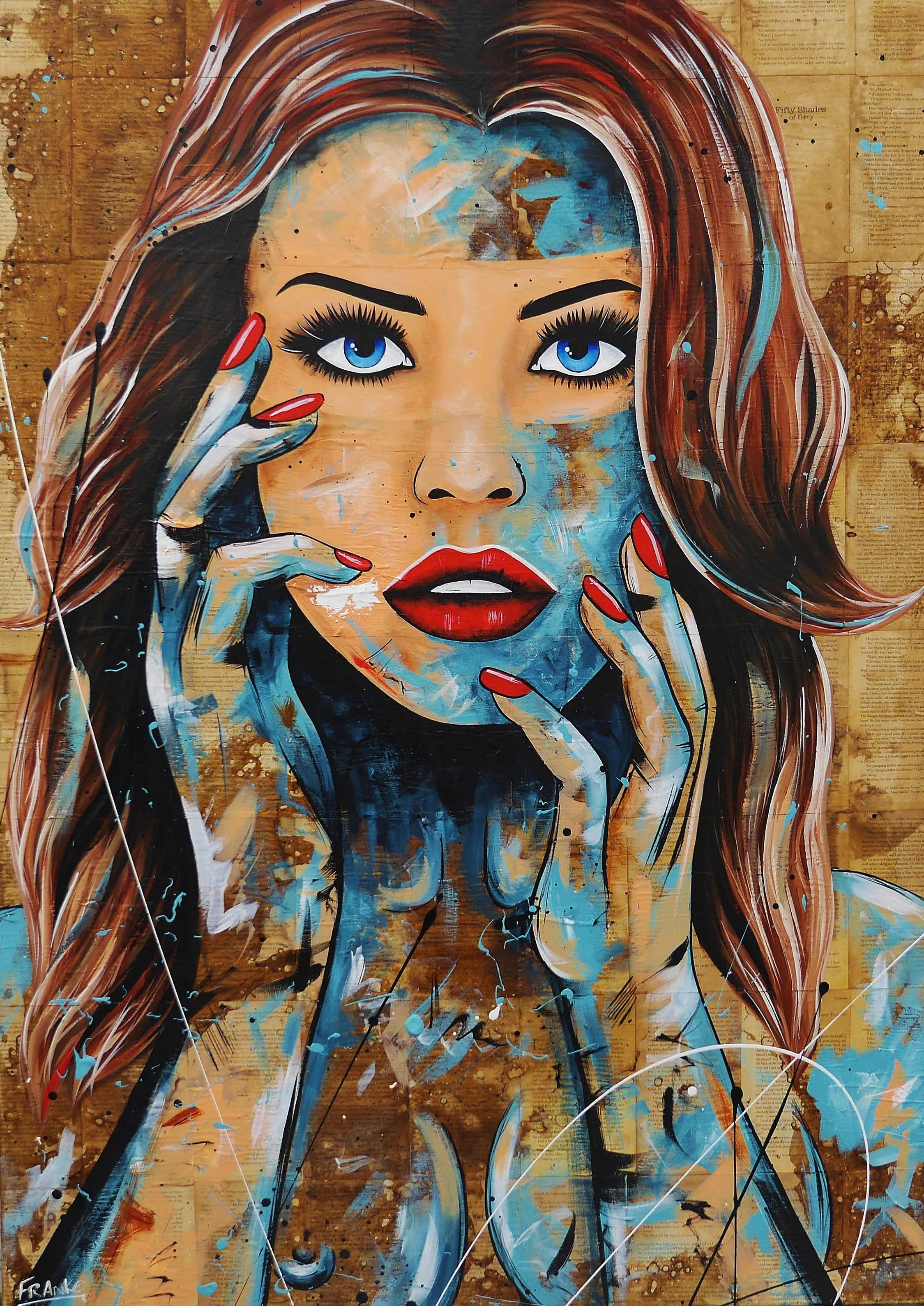Crave 140cm x 100cm Sexy Woman Abstract Realism Book Club Painting