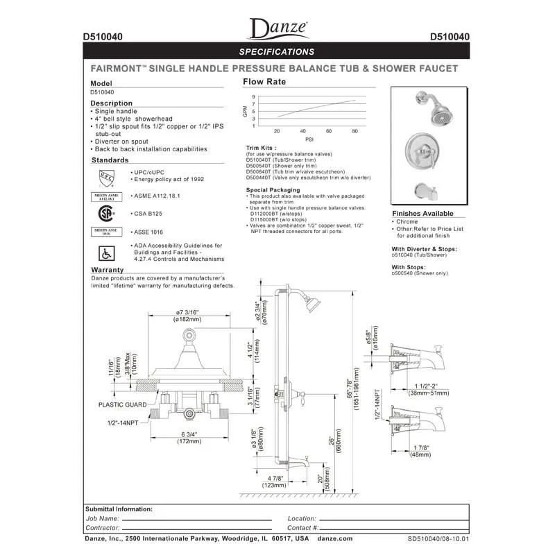 Danze Fairmont Oil Rubbed Bronze Pressure Balance 1 Handle Shower Control INCLUDES Rough-in Valve