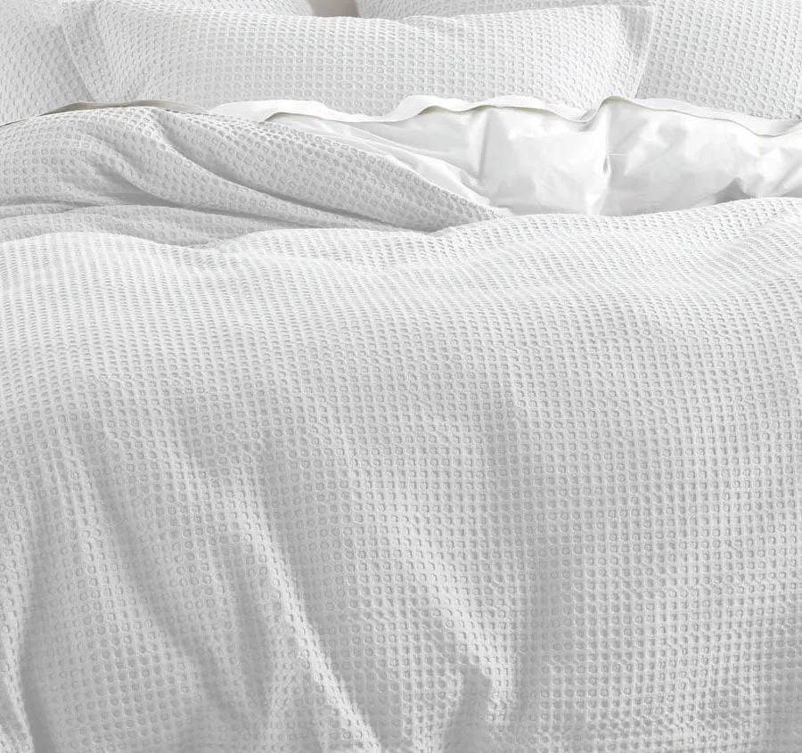 Deluxe Waffle Quilt Cover Set Range White