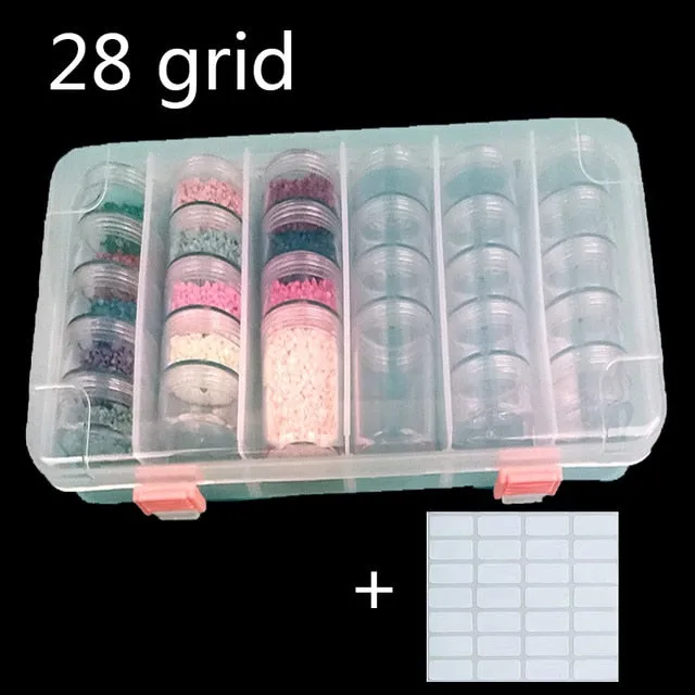 Diamond Painting Accessories | 64pc Transparent Accessory Container | DIY Rhinestone Embroidery Tools