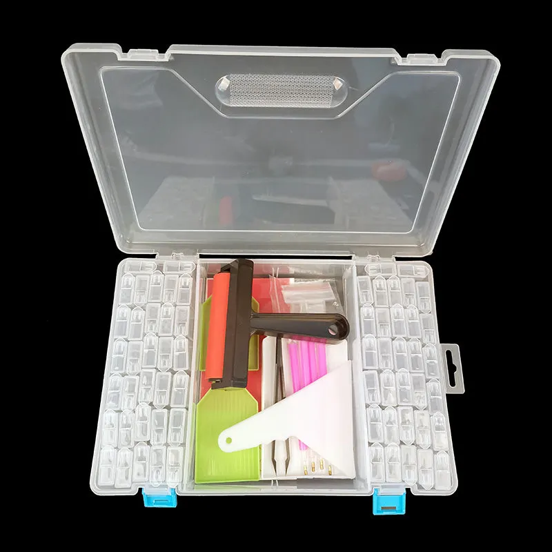 Diamond Painting Accessories | 64pc Transparent Accessory Container | DIY Rhinestone Embroidery Tools