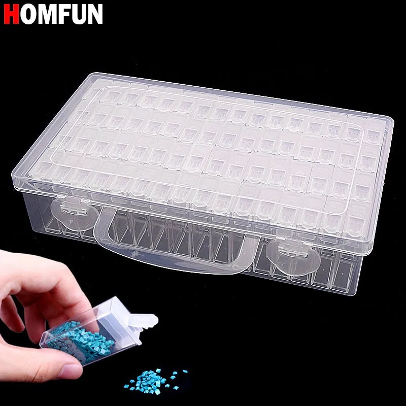Diamond Storage Box | 64 Grid Transparent Storage Container | Rhinestone Carrying Box