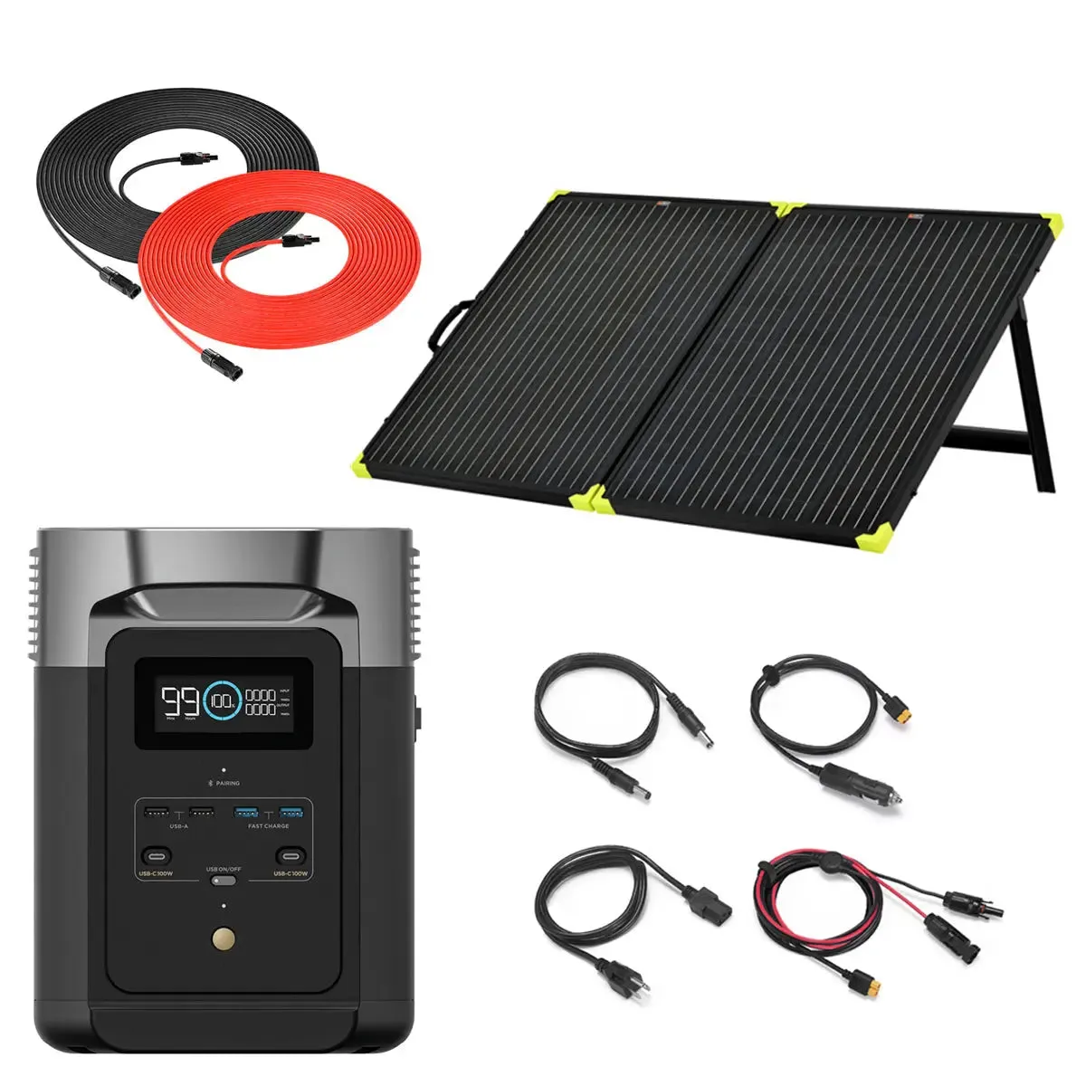 EcoFlow DELTA 2 1024Wh 1.8kW Portable Power Station | 200W Portable Mono Solar Panels