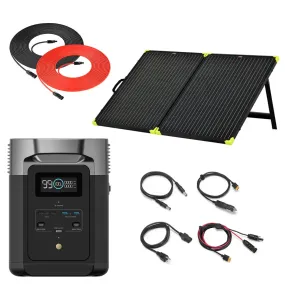 EcoFlow DELTA 2 1024Wh 1.8kW Portable Power Station | 200W Portable Mono Solar Panels
