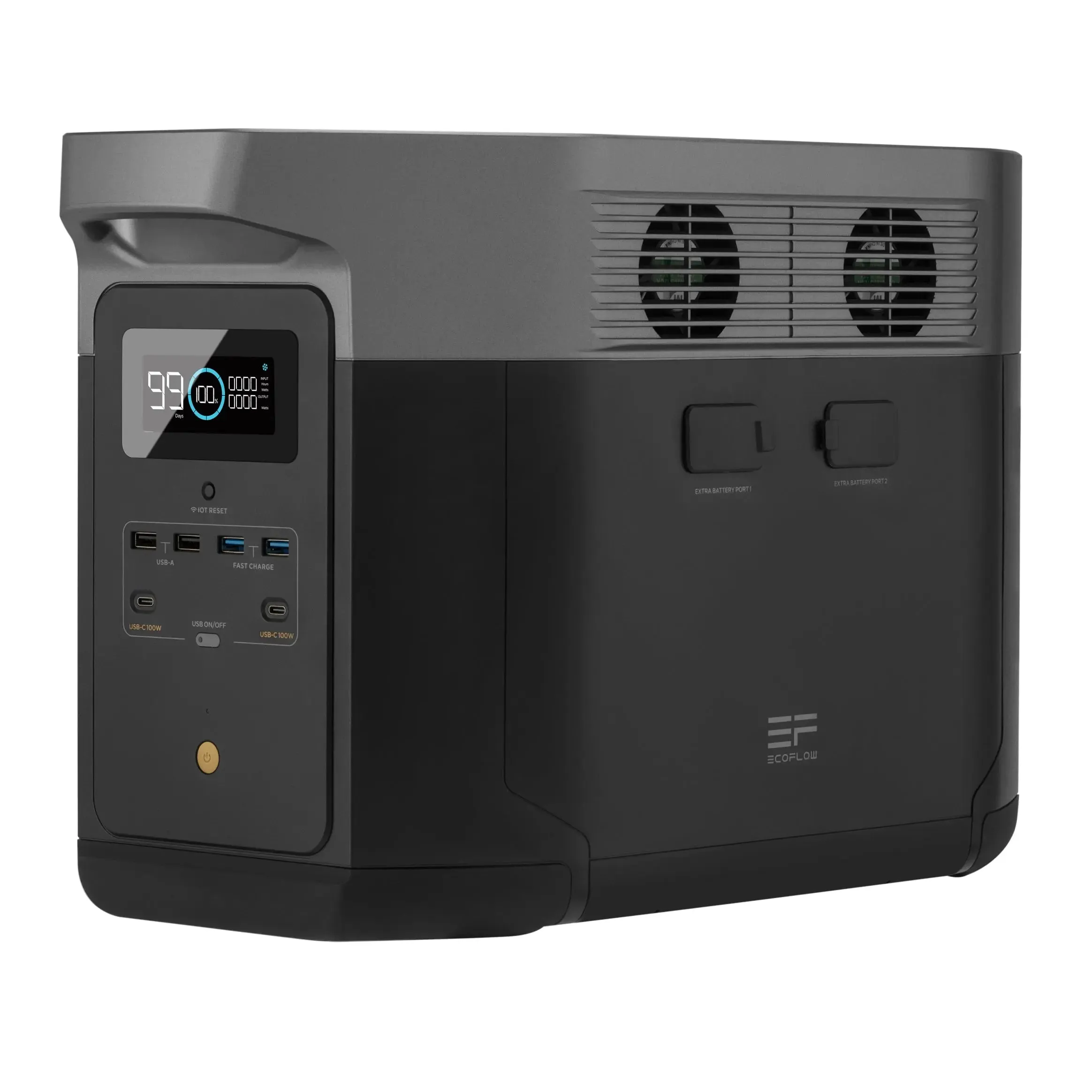 EcoFlow DELTA MAX 2,400W 2,016wH Portable Power Station | 4 x 200 Watt 12V Mono Solar Panels | EMP Bag | Camp Lights