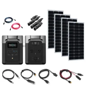 EcoFlow DELTA Max 2,400W/2,016wH Portable Power Station | 4 x 12V Mono Solar Panels | Total Solar Kit