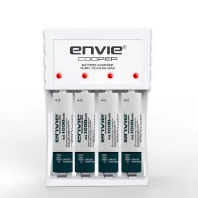 ENVIE (ECR 20 MC 4xAA1000) Standard Rechargeable Battery Charger for AA & AAA Ni-mh/Ni-Cd, LED Indicator, 600MA Output Current, with 4xAA1000 Rechargeable Batteries
