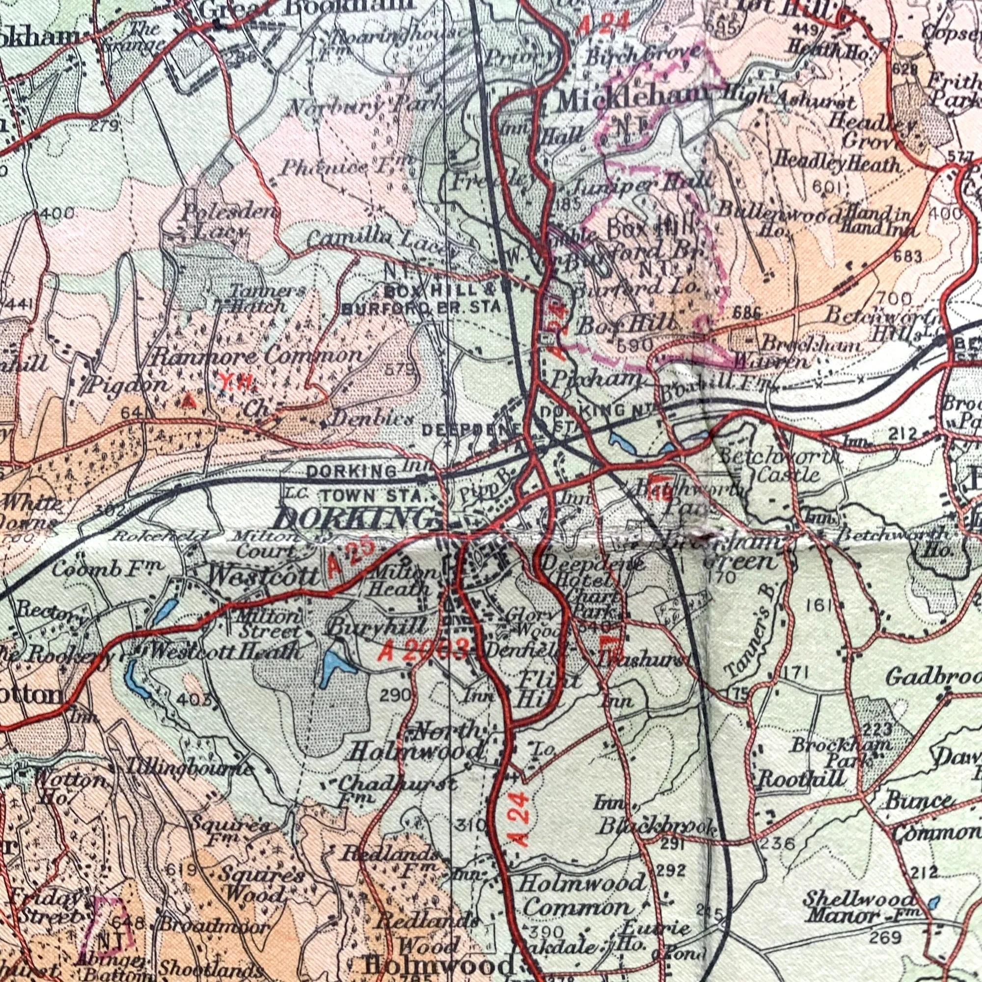 Fascinating 1940s Map of Surrey including London