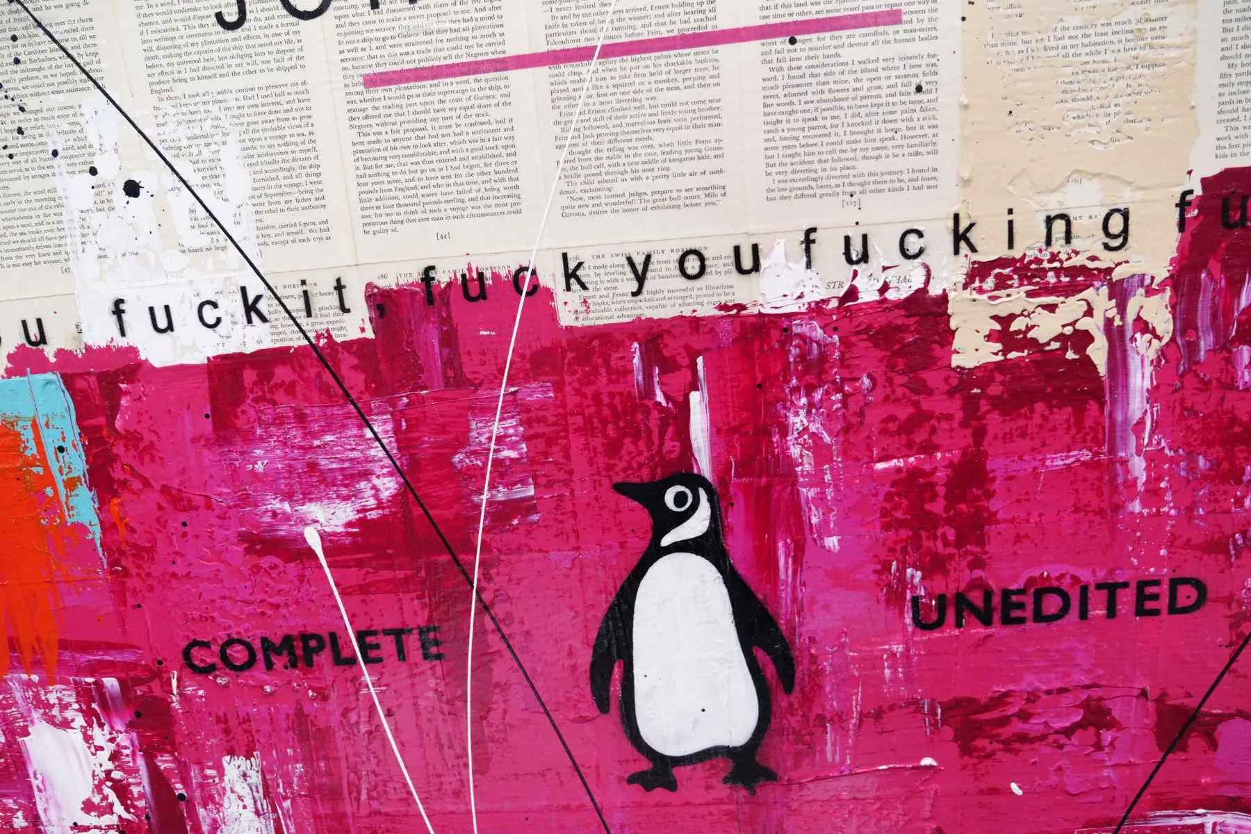 F.U. Cancer 120cm x 150cm Fuck You Cancer Urban Pop Book Club Painting (SOLD)