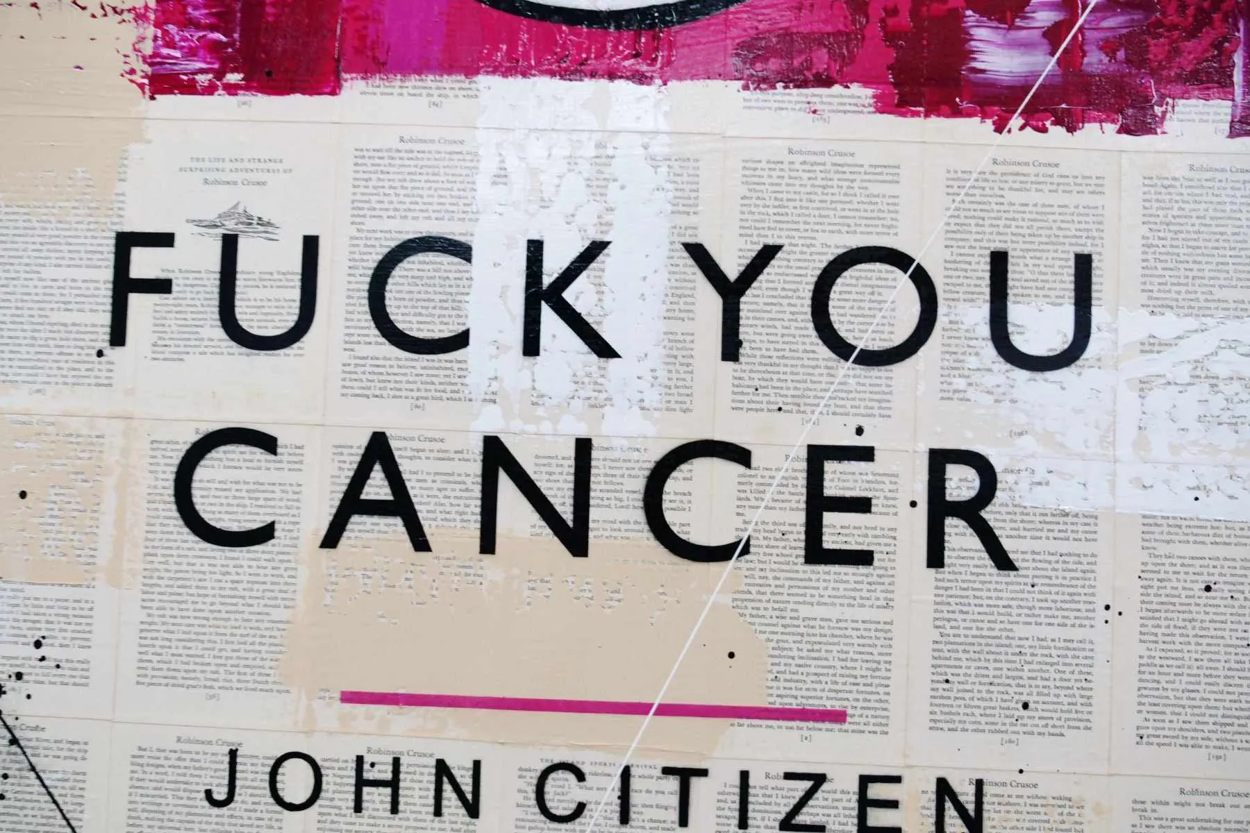 F.U. Cancer 120cm x 150cm Fuck You Cancer Urban Pop Book Club Painting (SOLD)