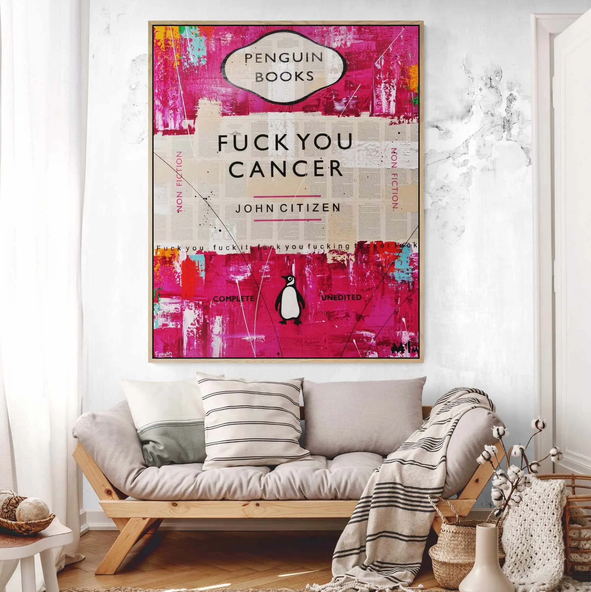 F.U. Cancer 120cm x 150cm Fuck You Cancer Urban Pop Book Club Painting (SOLD)