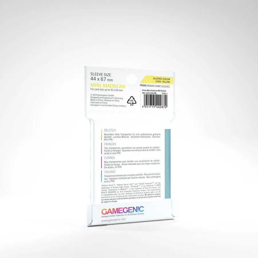 Gamegenic Sleeves Prime (FF Yellow) (Mini American) (50)