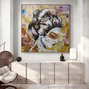 Heiwa 120cm x 120cm Geisha Abstract Realism Book Club Painting (SOLD)