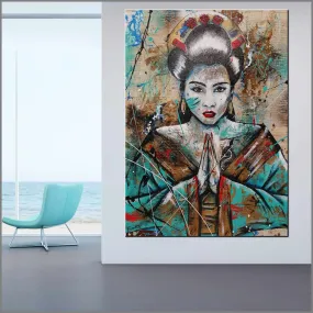Hisui (Jade) 140cm x 100cm Geisha Urban Pop Book Club Painting (SOLD)