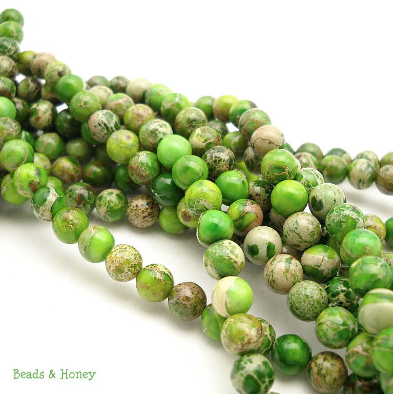 Impression Stone Bead Bright Green Round 6mm (16 Inch Strand)