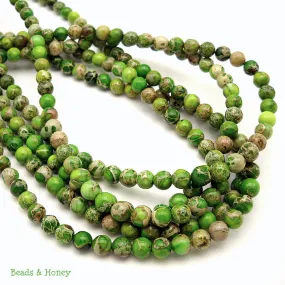 Impression Stone Bead Bright Green Round 6mm (16 Inch Strand)