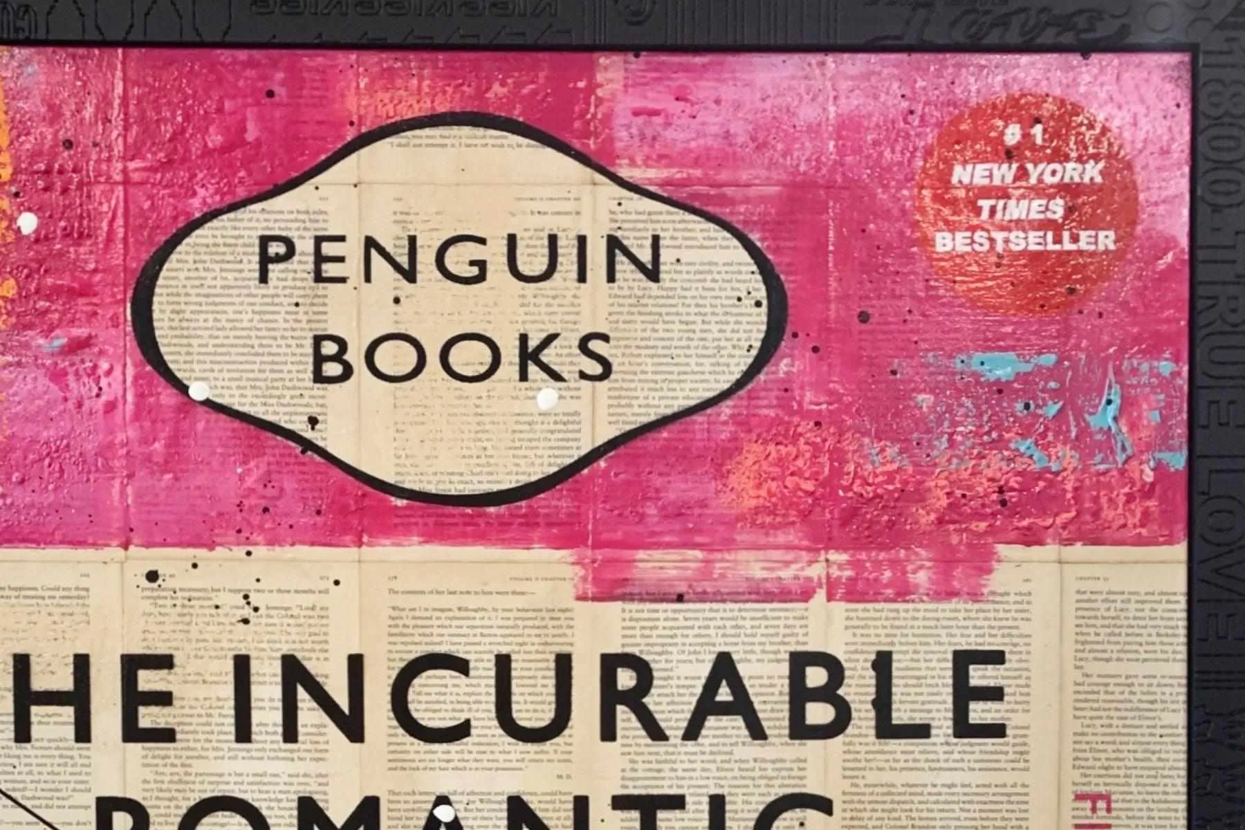 Incurable 75cm x 100cm The Incurable Romantic Urban Pop Book Club Painting With Custom Etched Frame (SOLD)