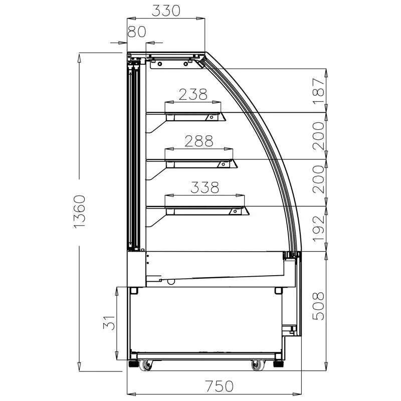 Interlevin Chilled Display Cabinet Stainless Steel, Glass - LPD900C