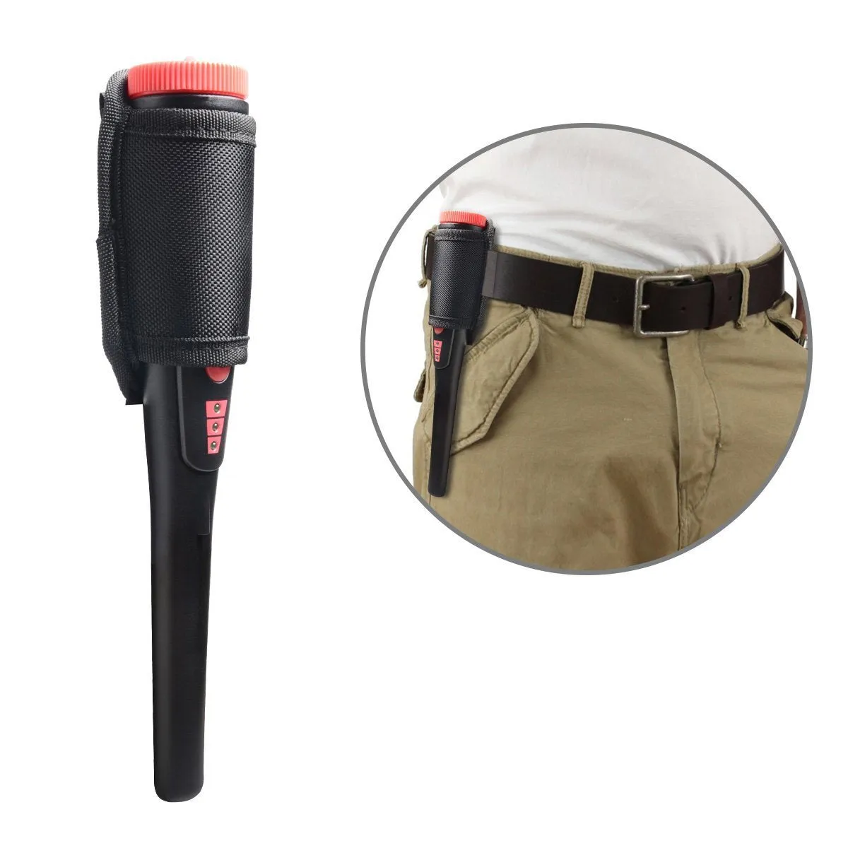 JEEMAK Pinpointer Metal Detector Treasure Hunting Tool Buzzer Vibrate Portable Pin Pointer with LED Indicators and Belt Holster