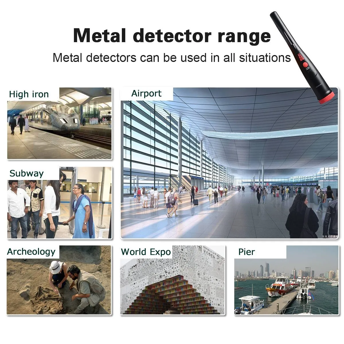 JEEMAK Pinpointer Metal Detector Treasure Hunting Tool Buzzer Vibrate Portable Pin Pointer with LED Indicators and Belt Holster