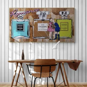 Le Kisses 190cm x 100cm Perfume Bottles Kissing Urban Pop Book Club Painting (SOLD)