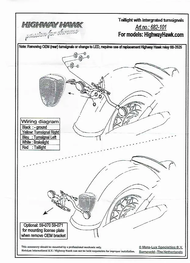 LED Combination Rear Tail Light & Indicators Yamaha Drag Star Classic - Highway Hawk H682-101