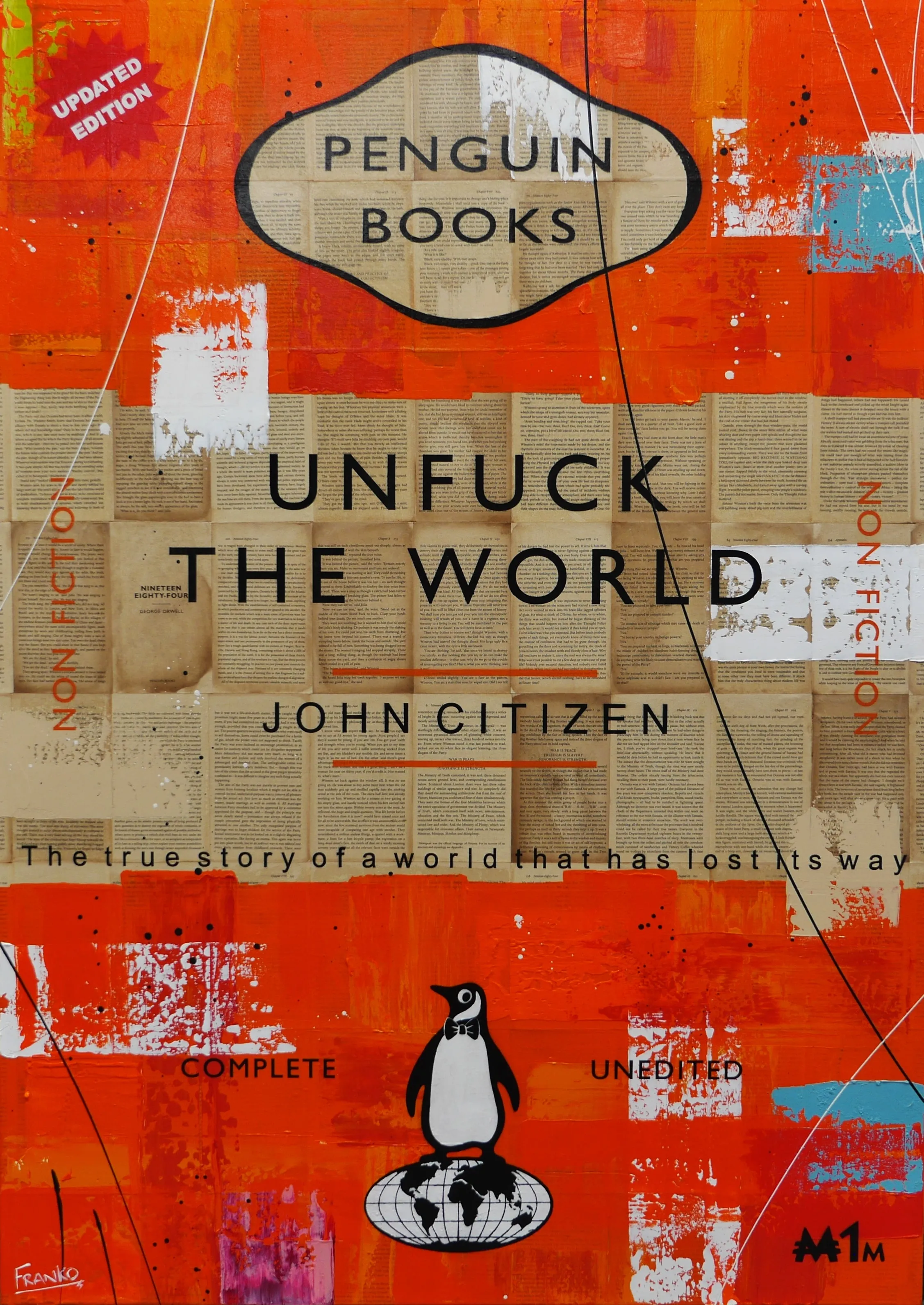 Lost and Unedited 140cm x 100cm Unfuck The  World Urban Pop Book Club Painting (SOLD)