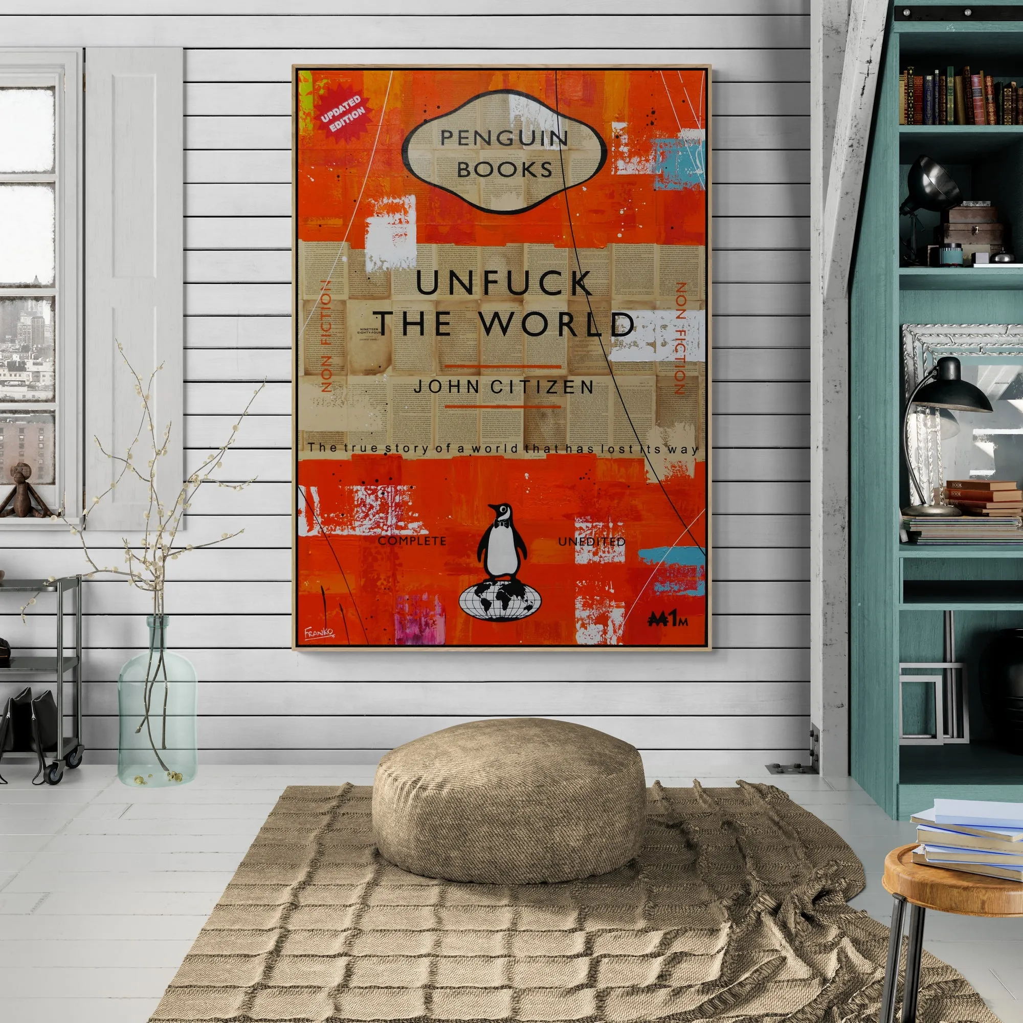 Lost and Unedited 140cm x 100cm Unfuck The  World Urban Pop Book Club Painting (SOLD)