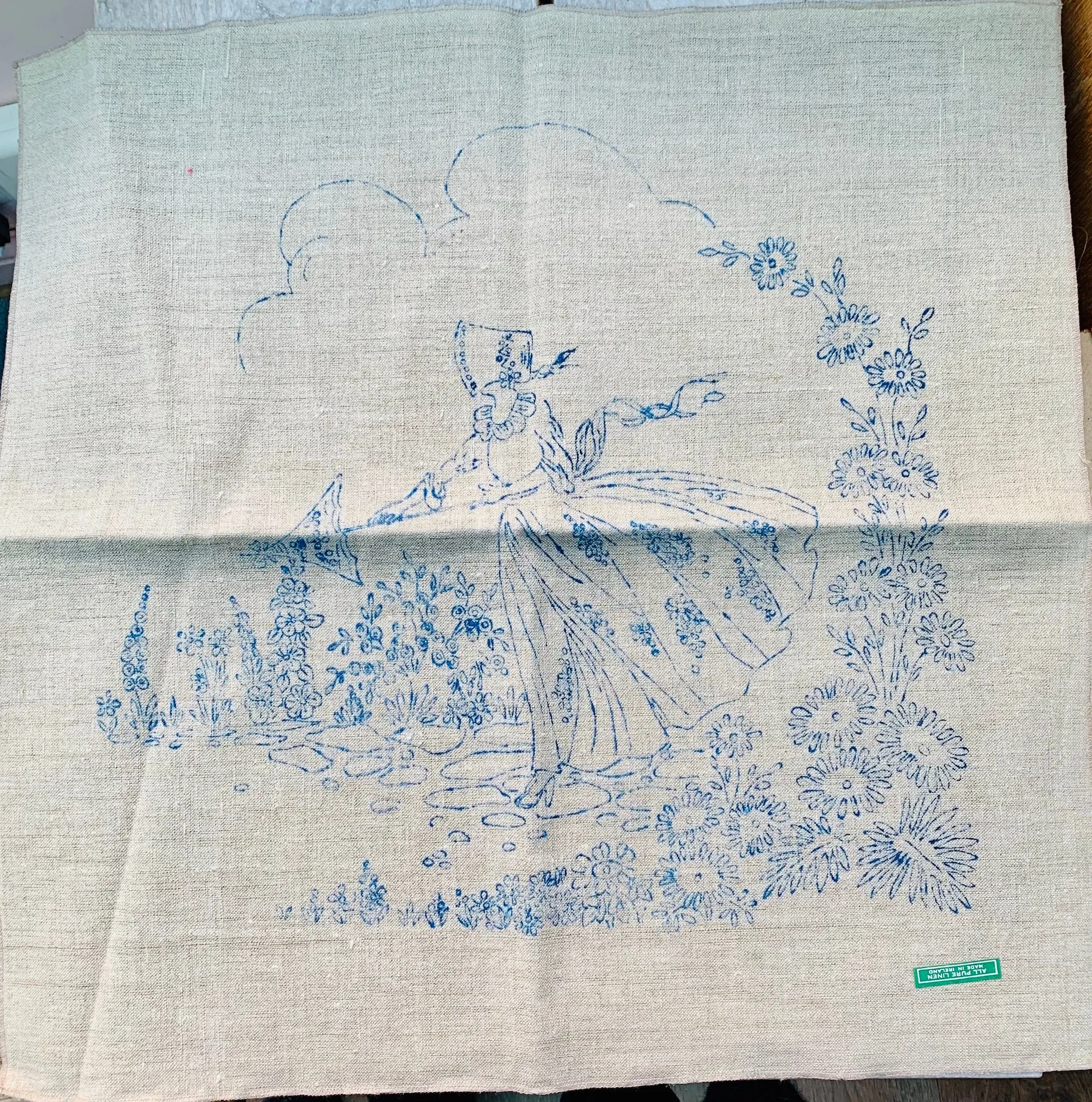 Lovely Vintage Pure Irish Linen 50cm Cushion Covers to Embroider