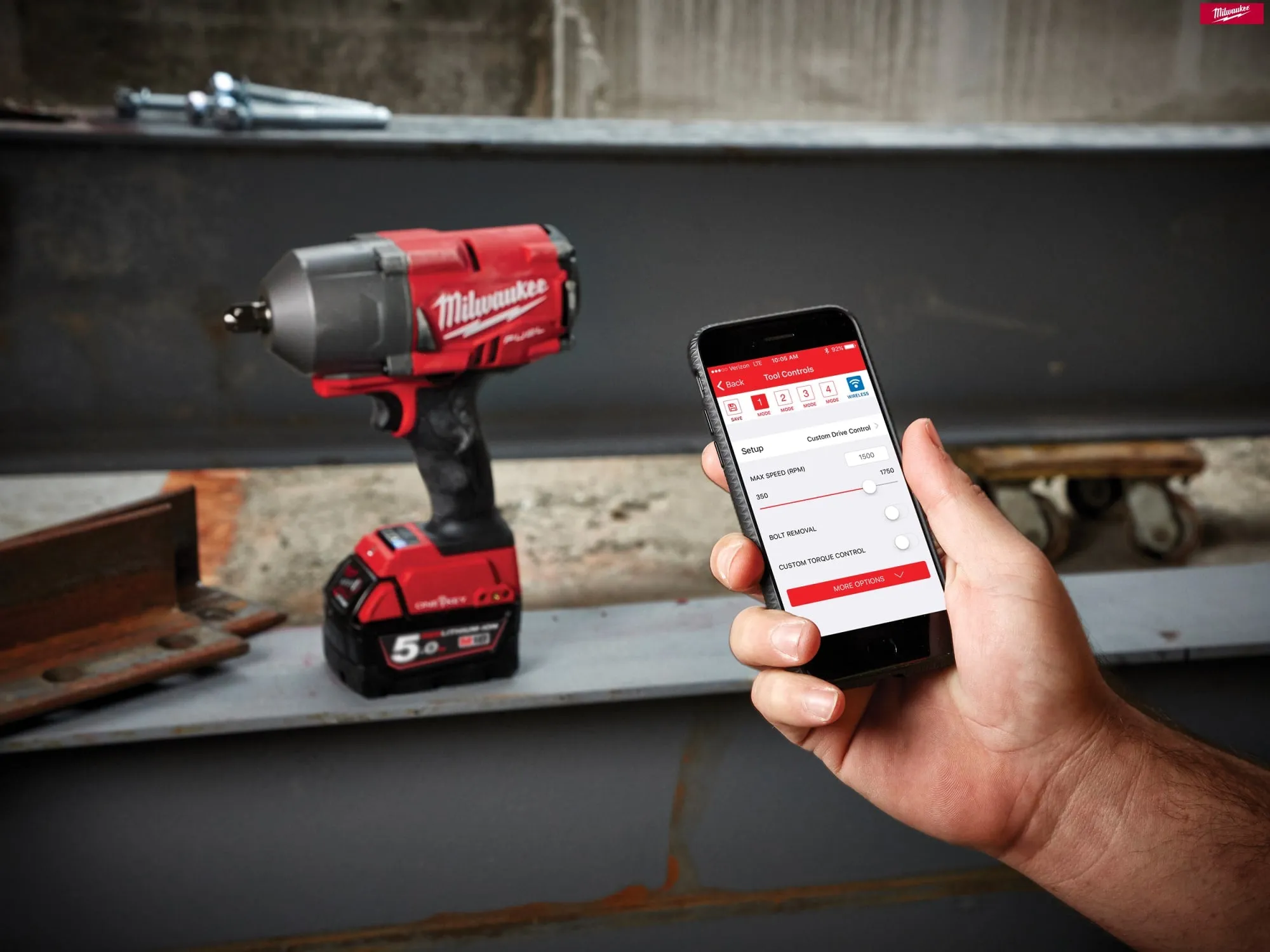 Milwaukee 18V M18 ONEFHIWF12-502X FUEL™ ONE-KEY™ 1/2" Impact Wrench Set (2 x 5.0Ah Li-ion, Charger, Case)