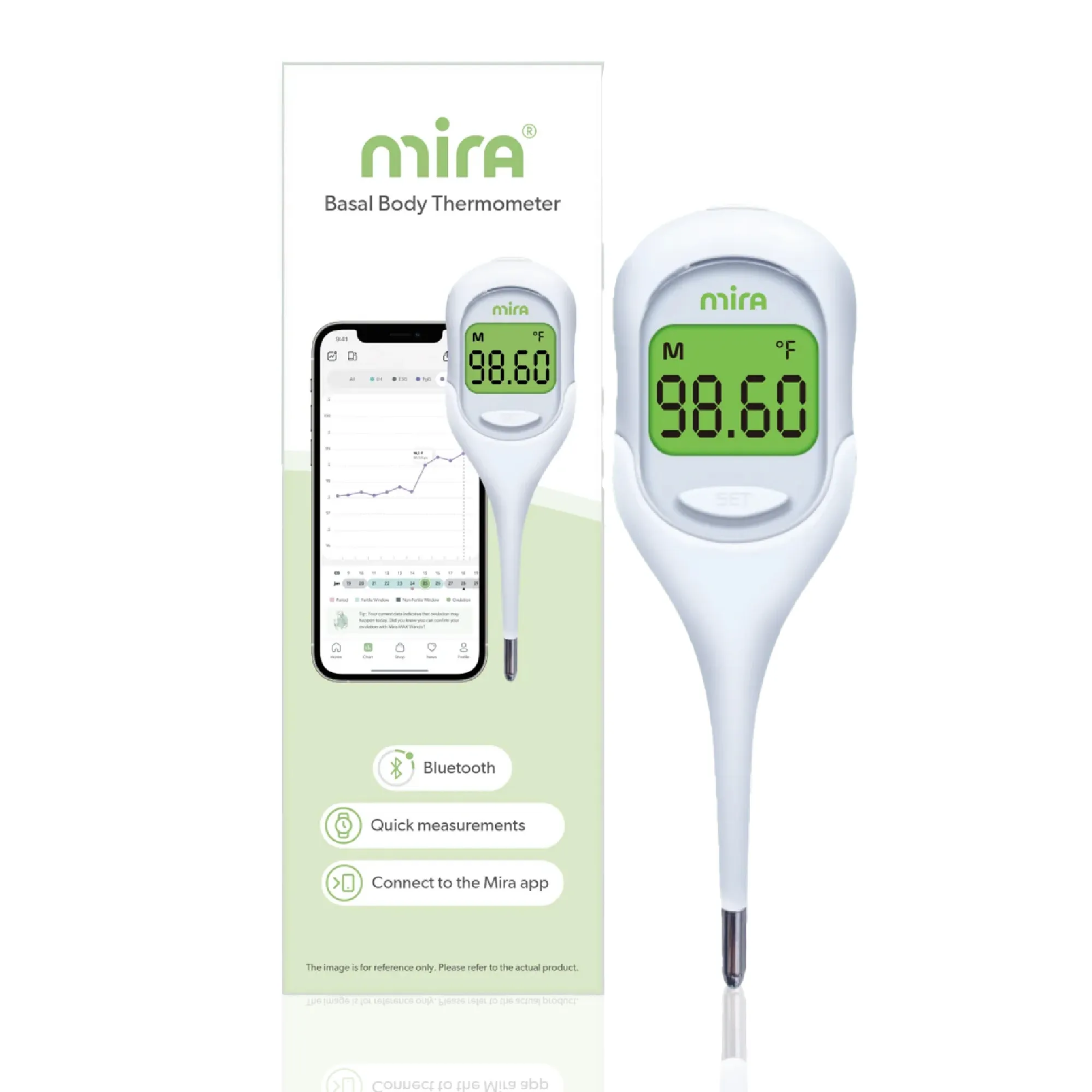 Mira Digital Basal Body Thermometer, Accurate BBT to Predict Ovulation and Fertile Days, Large Screen with Bluetooth, Connect to Mira App, 1 Count