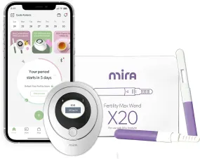 Mira Fertility MAX Starter Kit, Predict & Confirm Ovulation   6 Day Fertility Window, Mira Analyzer, 20 Mira Max Wands to Track Actual E3G, LH, & Progesterone (PdG) Levels   Mira App Included