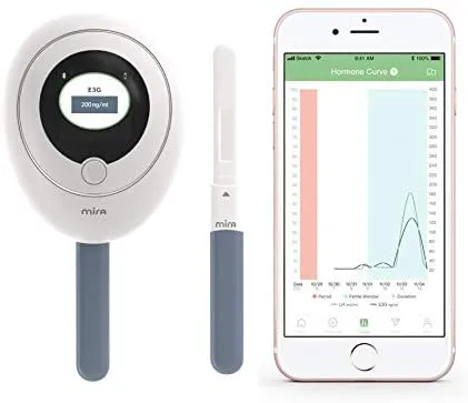 Mira Fertility Plus Tracking Monitor Kit with 10 Estrogen   LH Ovulation Test Wands and Connected App, Patented Smart System Predicts Ovulation with Actual LH and E3G Concentrations