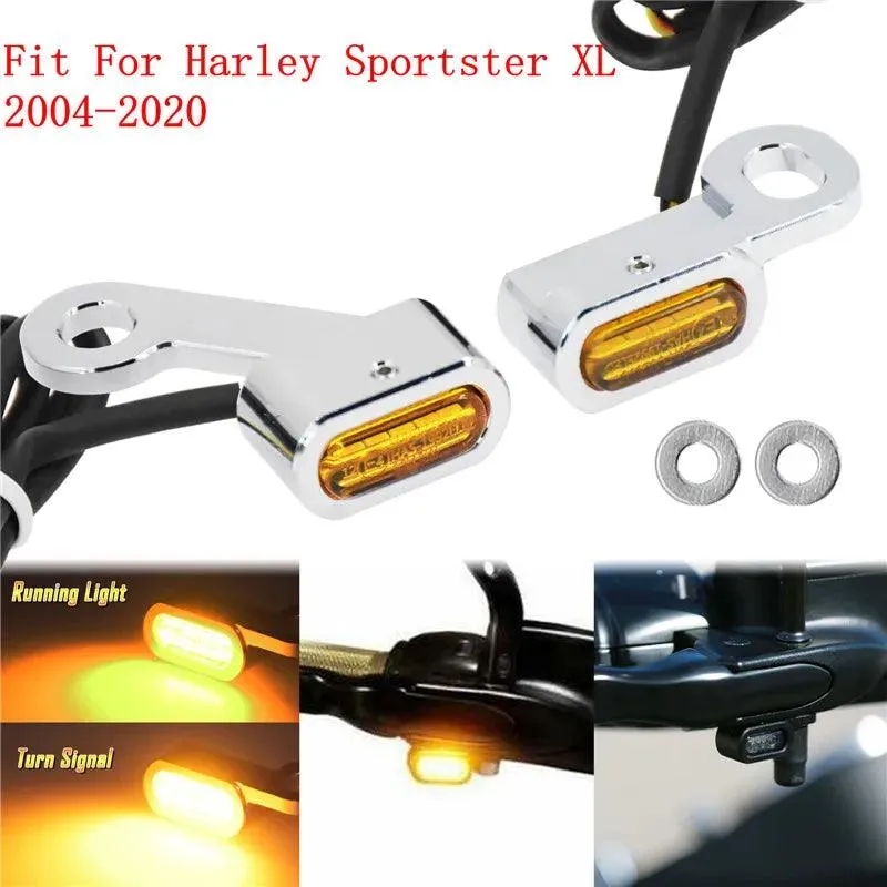Motorcycle LED E Mark Turn Signal Indicator Light Mini Running Lamp For Harley Sportster XL 04-23 Touring Softail Street Glide