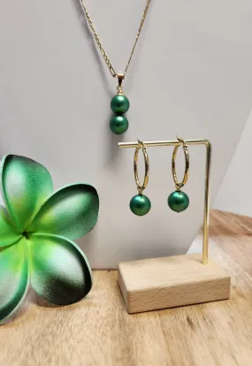 NANIA - Premium Swarovski Green Tone Pearl Set