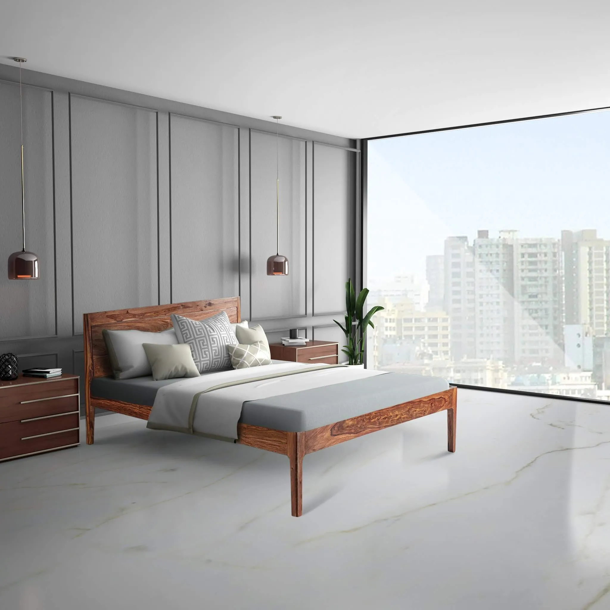Oyashe Sheesham Wood Bed