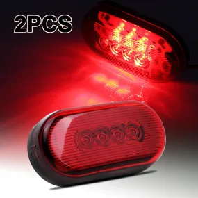Partsam 2Pcs 4Inch Rectangular Led Side Marker Clearance Lights Red 10 Diodes RV Trailer Truck Camper Waterproof Surface 2x4 Rectangle Led Marker Lights Sealed Indicators Identification Lights