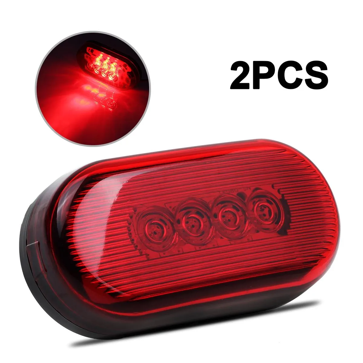 Partsam 2Pcs 4Inch Rectangular Led Side Marker Clearance Lights Red 10 Diodes RV Trailer Truck Camper Waterproof Surface 2x4 Rectangle Led Marker Lights Sealed Indicators Identification Lights