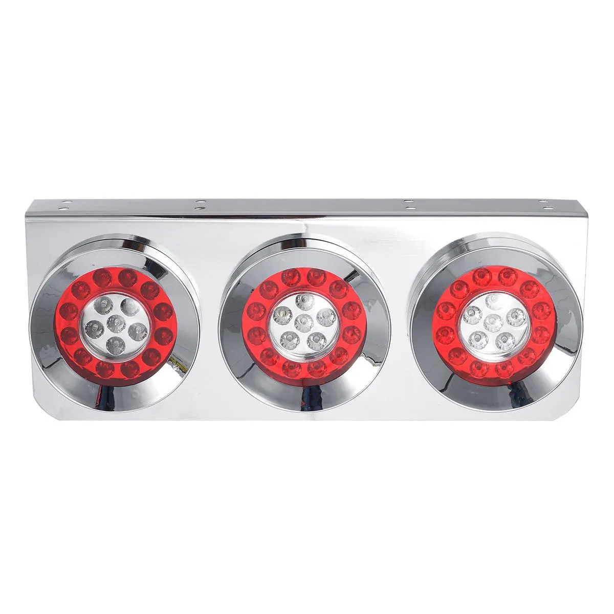 Partsam 2Pcs 54 LED Truck Trailer Tail Lights Bar with Chrome Iron Bracket Base Waterproof 24V 4 Inch Round Led Trailer Tail Lights Bar Stop Turn Signal Running Parking Lights Lamps RV Camper