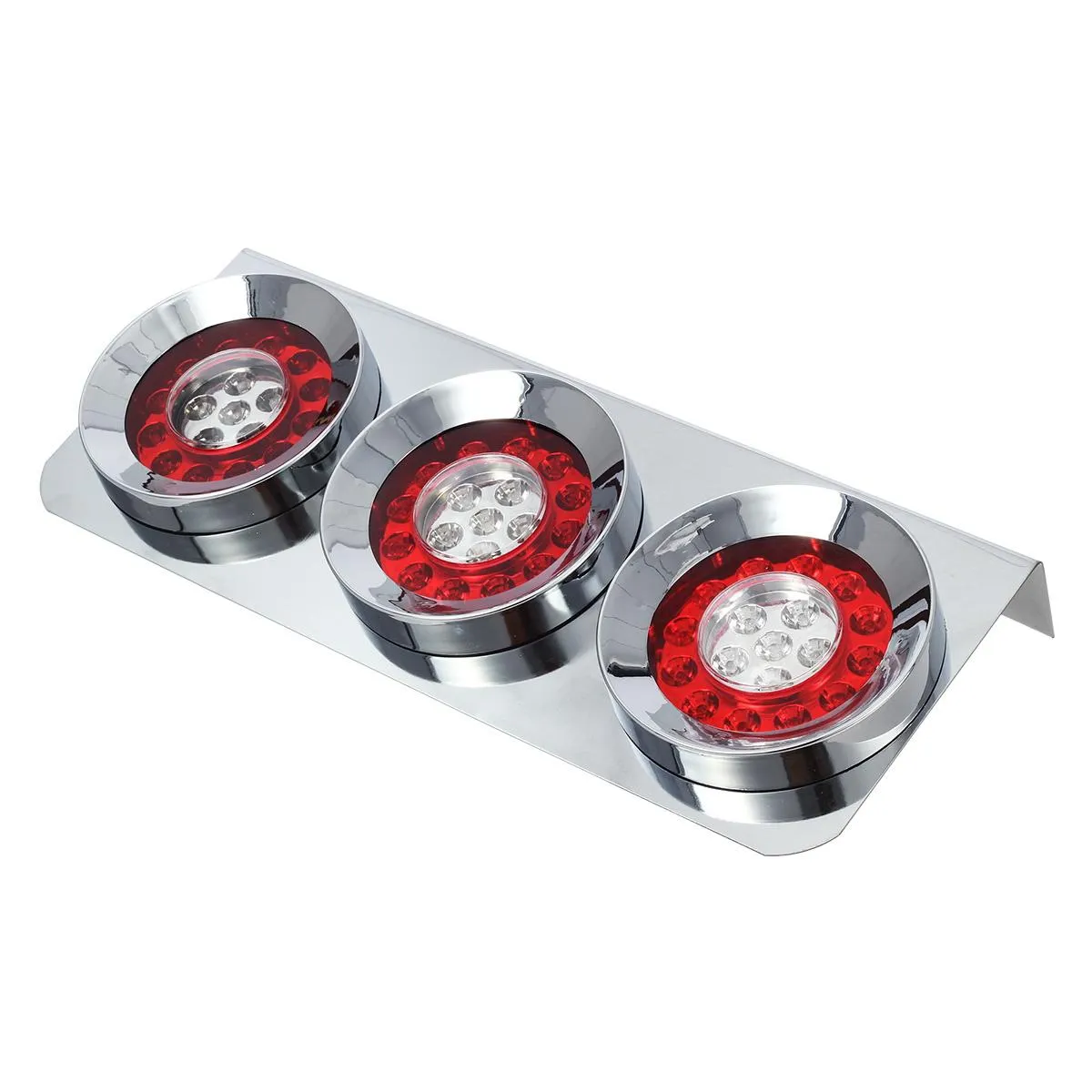 Partsam 2Pcs 54 LED Truck Trailer Tail Lights Bar with Chrome Iron Bracket Base Waterproof 24V 4 Inch Round Led Trailer Tail Lights Bar Stop Turn Signal Running Parking Lights Lamps RV Camper
