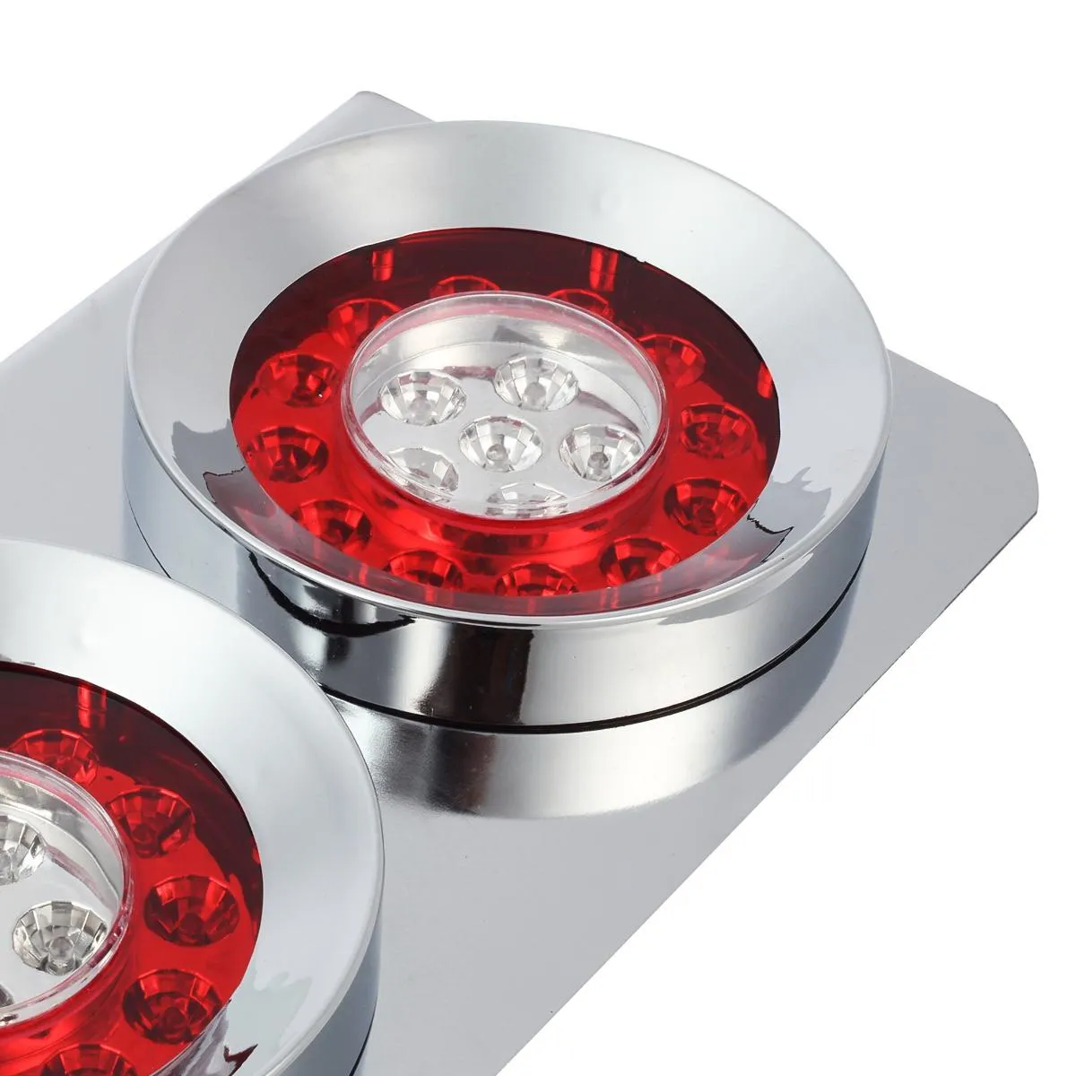 Partsam 2Pcs 54 LED Truck Trailer Tail Lights Bar with Chrome Iron Bracket Base Waterproof 24V 4 Inch Round Led Trailer Tail Lights Bar Stop Turn Signal Running Parking Lights Lamps RV Camper