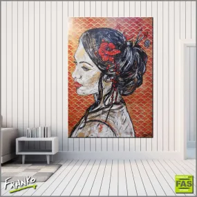 Red Geisha 140cm x 100cm Geisha Vintage Book Pop art Painting (SOLD)